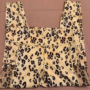 Fabletics Cream and Black Leopard Leggings
